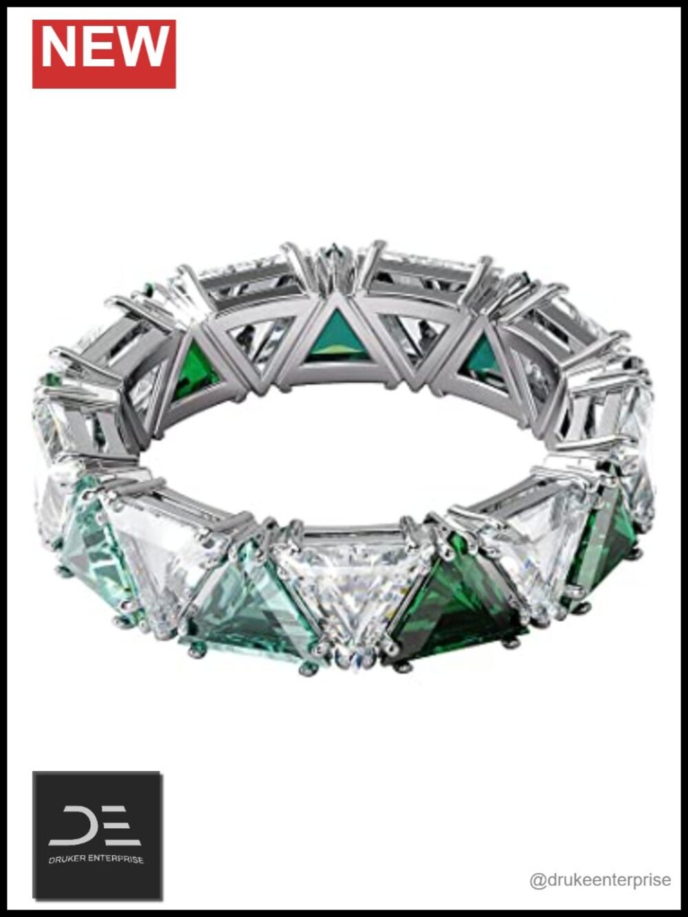 Swarovski Crystal Band Ring Rhodium Finish Size 5